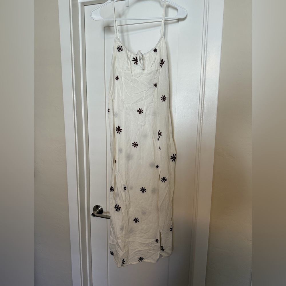 NWT Emory Park Cream Maxi Dress with Brown Floral Accents